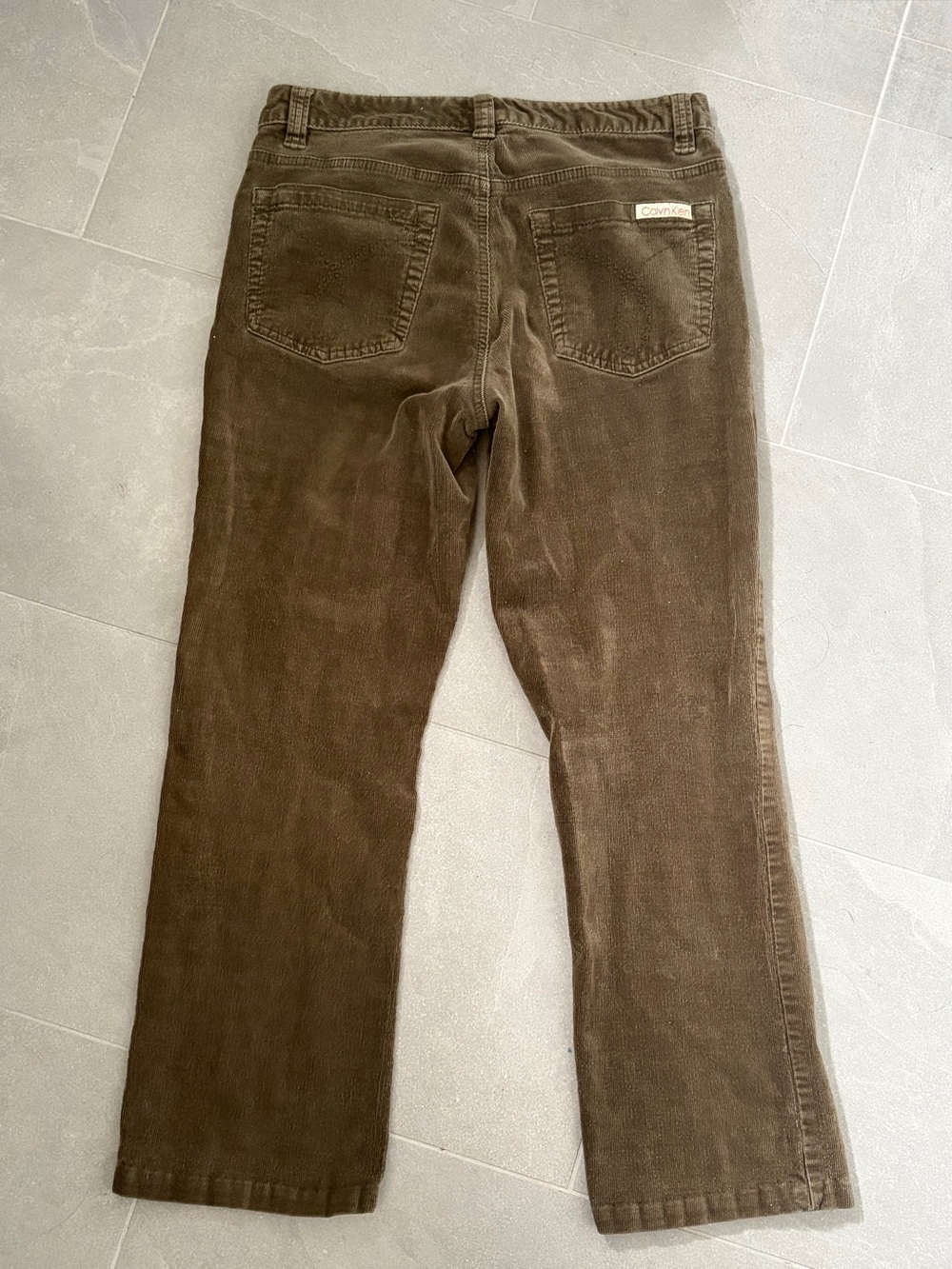 Vintage Calvin Klein Corduroy Straight-Leg Women's Jeans in Olive Green